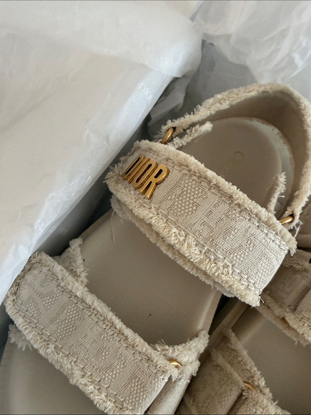 Dior Beige Textured Sandals - Picture 14 of 15